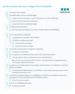 Checklist reprenant les documents nécessaire pour rédiger un acte d'hérédité.